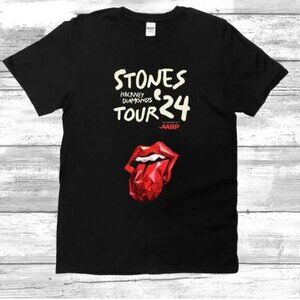 Stones Hackney Diamonds Tour ’24 Graphic T-Shirt – Classic Rock Tongue Logo